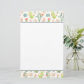 Soft Pastel Cactus & Succulent Pattern Briefpapier (Staand voorkant)