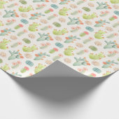 Soft Pastel Cactus & Succulent Pattern Cadeaupapier (Hoek)