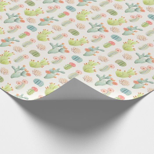 Soft Pastel Cactus & Succulent Pattern Cadeaupapier (Hoek)