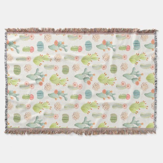 Soft Pastel Cactus & Succulent Pattern Deken (Voorkant)