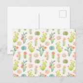Soft Pastel Cactus & Succulent Pattern Feestdagenkaart (Voorkant / Achterkant)
