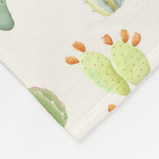 Soft Pastel Cactus & Succulent Pattern Fleece Deken (Hoek)