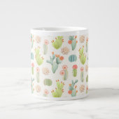 Soft Pastel Cactus & Succulent Pattern Grote Koffiekop (Voorkant)