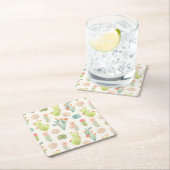 Soft Pastel Cactus & Succulent Pattern Kartonnen Onderzetters (Insitu)