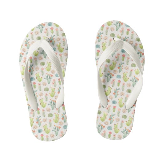 Soft Pastel Cactus & Succulent Pattern Kinder Teenslippers (Voetbed)