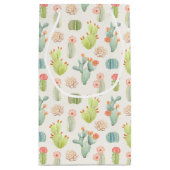 Soft Pastel Cactus & Succulent Pattern Klein Cadeauzakje (Achterkant)