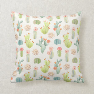 Soft Pastel Cactus & Succulent Pattern Kussen
