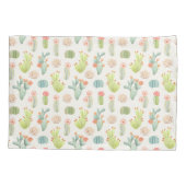 Soft Pastel Cactus & Succulent Pattern Kussensloop (Achterkant-Links)