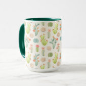 Soft Pastel Cactus & Succulent Pattern Mok (Voorkant links)