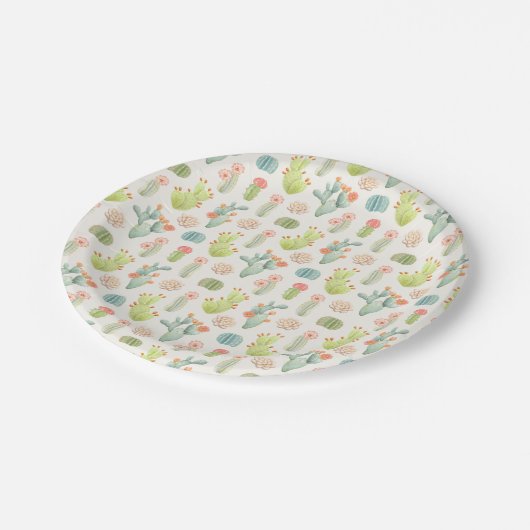 Soft Pastel Cactus & Succulent Pattern Papieren Bordje (Gekanteld)