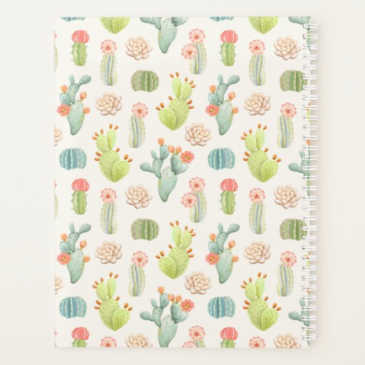 Soft Pastel Cactus & Succulent Pattern Planner (Achterkant)