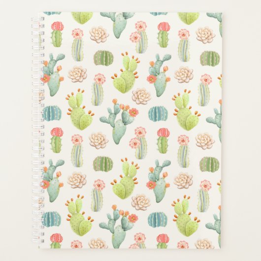 Soft Pastel Cactus & Succulent Pattern Planner (Voorkant)