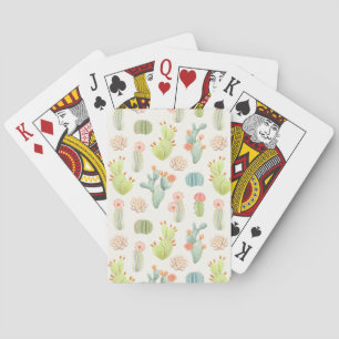 Soft Pastel Cactus & Succulent Pattern Pokerkaarten