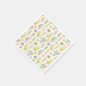 Soft Pastel Cactus & Succulent Pattern Servet (Hoek)