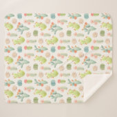 Soft Pastel Cactus & Succulent Pattern Sherpa Deken (Voorkant (horizontaal))