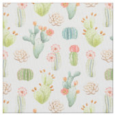 Soft Pastel Cactus & Succulent Pattern Stof (Close Up)