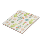 Soft Pastel Cactus & Succulent Pattern Tegeltje (Zijkant)
