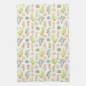 Soft Pastel Cactus & Succulent Pattern Theedoek (Verticaal)