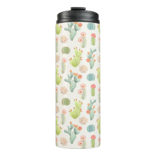 Soft Pastel Cactus & Succulent Pattern Thermosbeker