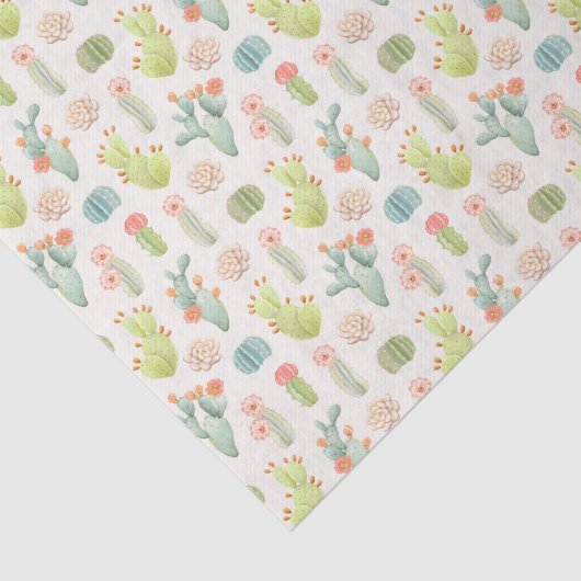 Soft Pastel Cactus & Succulent Pattern Tissuepapier (Detail)