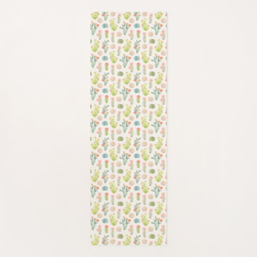 Soft Pastel Cactus & Succulent Pattern Yogamat (Voorkant)