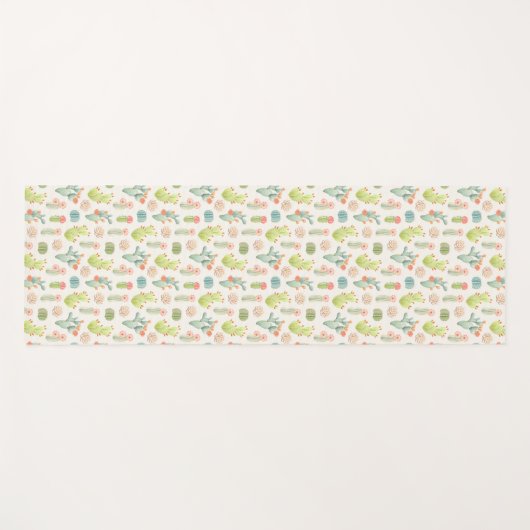 Soft Pastel Cactus & Succulent Pattern Yogamat (Voorkant (horizontaal))