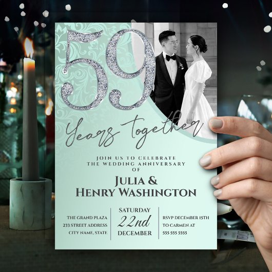 Soft Pastel Color 59th Wedding Anniversary  Kaart