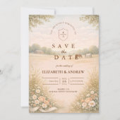 Soft Pastel Countryside Meadow Wedding Save The Date (Voorkant)