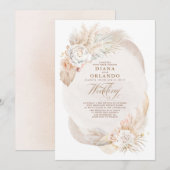 Soft Pastel Cream and Ivory Floral Boho Wedding Kaart (Voorkant / Achterkant)