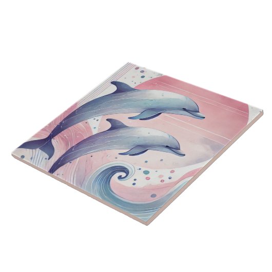 soft pastel dolphins tegeltje (Zijkant)