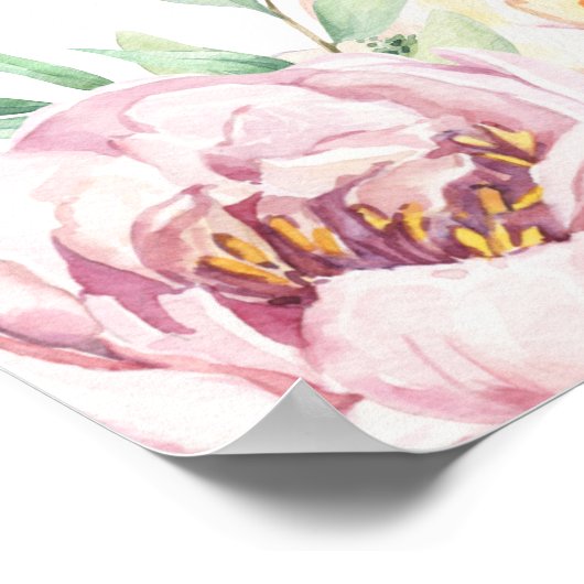 Soft Pastel Floral Baby shower Welcome Sign Poster (Hoek)