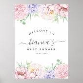 Soft Pastel Floral Baby shower Welcome Sign Poster (Voorkant)