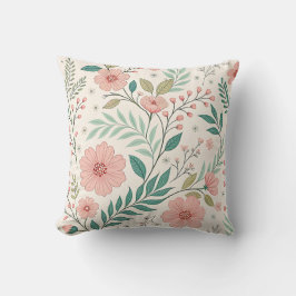 Soft Pastel Floral Botanical Throw Pillow Kussen