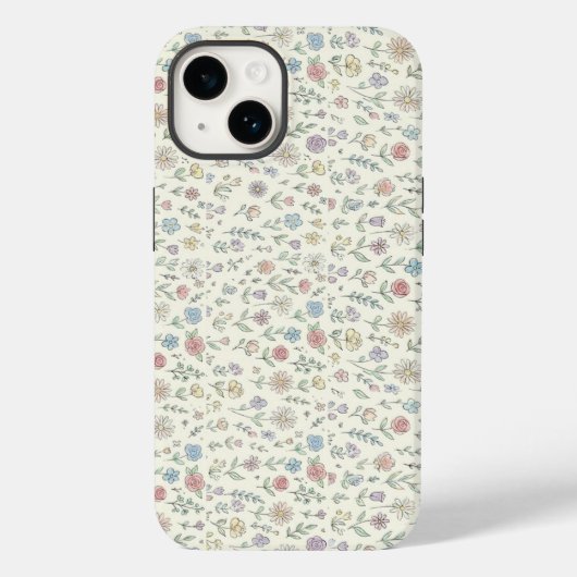 Soft Pastel Floral Pattern Cute Phone case (Achterkant)