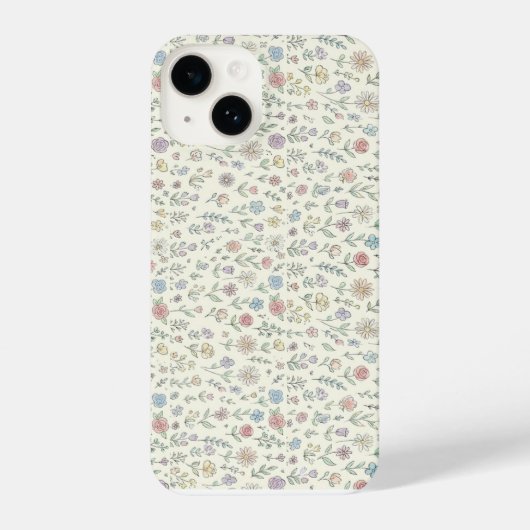 Soft Pastel Floral Pattern Cute Phone case iPhone Hoesje (Achterkant)