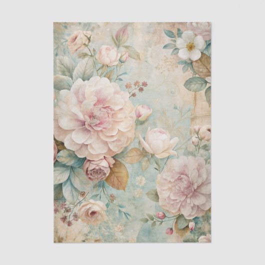 Soft Pastel Floral Pattern with Peonies Tissuepapier (Voorkant)
