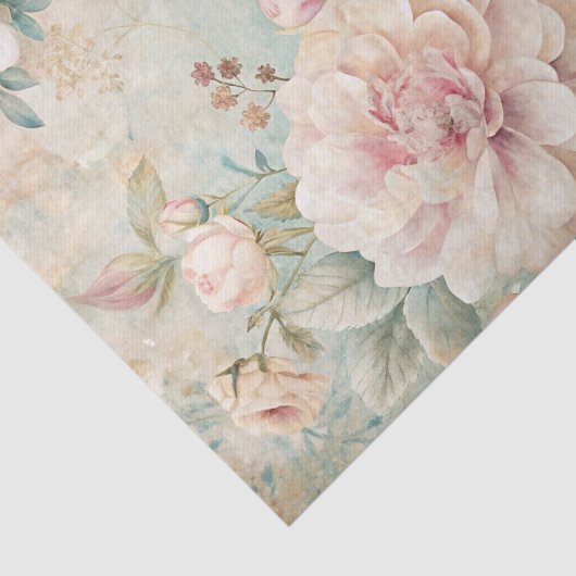 Soft Pastel Floral Pattern with Peonies Tissuepapier (Detail)