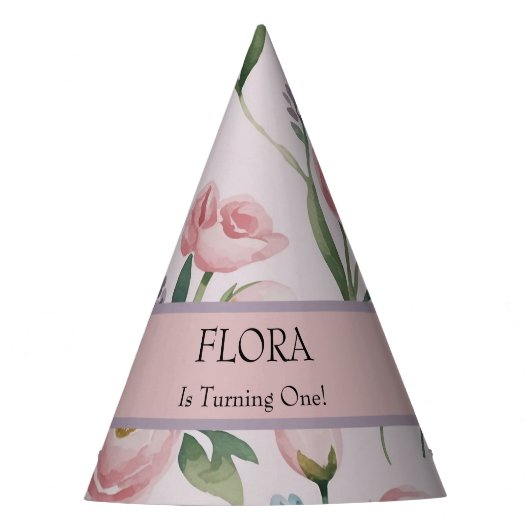 Soft Pastel Floral Personalized Birthday Feesthoedjes (Voorkant)