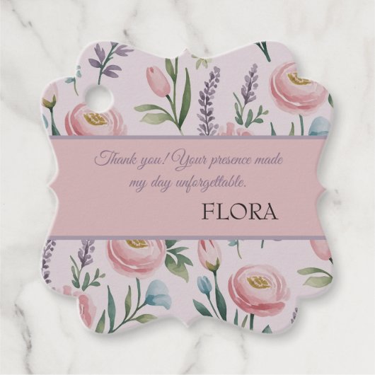Soft Pastel Floral Personalized Birthday Thank You Bedankjes Labels (Voorkant)