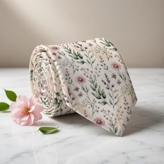 Soft Pastel Floral Watercolor Stropdas
