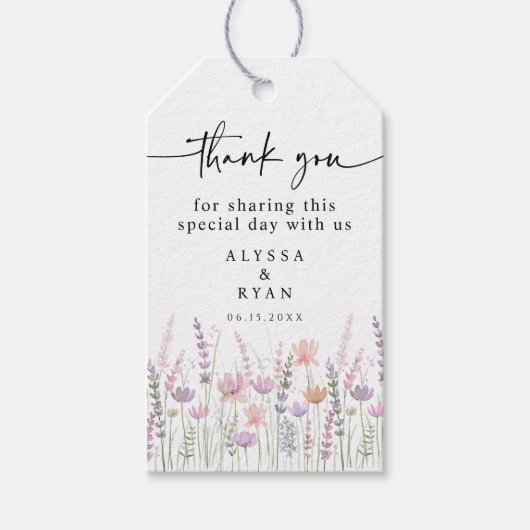 Soft Pastel Floral Wildflower Wedding Cadeaulabel (Voorkant)