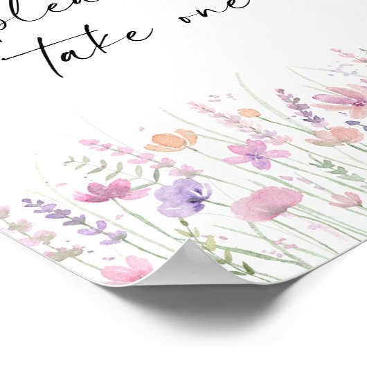 Soft Pastel Floral Wildflower Wedding Favors Sign Poster (Hoek)