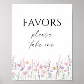 Soft Pastel Floral Wildflower Wedding Favors Sign Poster (Voorkant)
