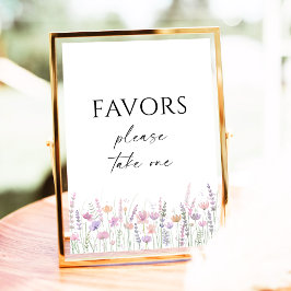 Soft Pastel Floral Wildflower Wedding Favors Sign Poster