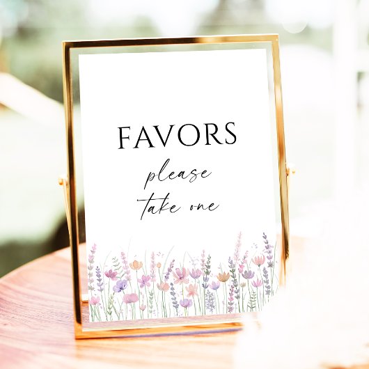 Soft Pastel Floral Wildflower Wedding Favors Sign Poster