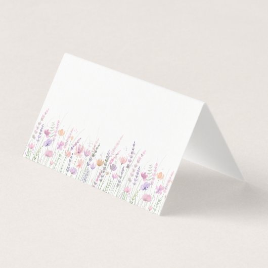 Soft Pastel Floral Wildflower Wedding Place Card Kaart (Achterkant)