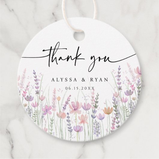 Soft Pastel Floral Wildflower Wedding Thank You Bedankjes Labels (Voorkant)