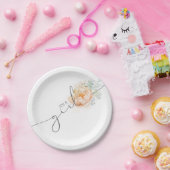 Soft Pastel Flower Elegant Script Baby shower Papieren Bordje (Feest)