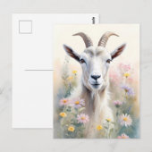 Soft Pastel Flower Field Goat Portret Briefkaart (Voorkant / Achterkant)