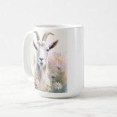Soft Pastel Flower Field Goat Portret Koffiemok (Voorkant links)
